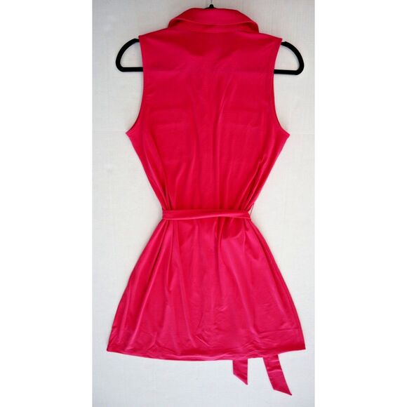 Michael Kors Women's Sz M Electric Pink Sleeveless Button Down Shirt Dress - Picture 2 of 8